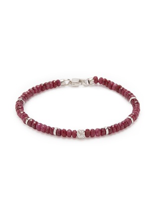 Main View - Click To Enlarge - TATEOSSIAN - 'Nodo Precious' ruby bead rhodium silver bracelet
