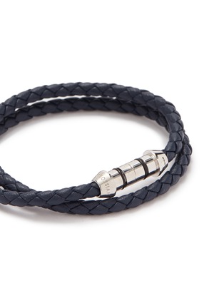 Detail View - Click To Enlarge - TATEOSSIAN - 'Montecarlo' double wrap silver leather bracelet