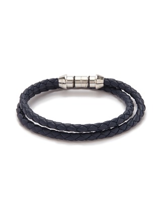 Main View - Click To Enlarge - TATEOSSIAN - 'Montecarlo' double wrap silver leather bracelet