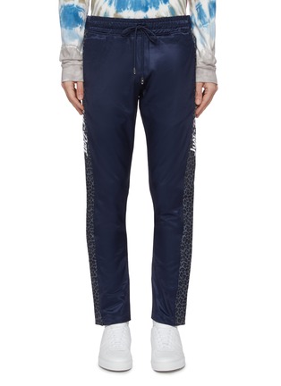 Main View - Click To Enlarge - JUST DON - Logo leopard print outseam satin jogging pants