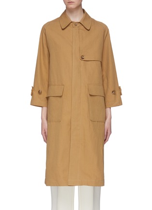 Main View - Click To Enlarge - MIJEONG PARK - Flap pocket linen-cotton trench coat