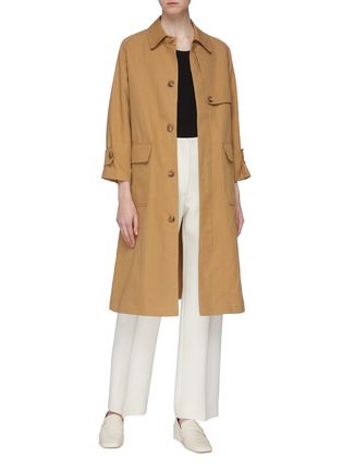 Figure View - Click To Enlarge - MIJEONG PARK - Flap pocket linen-cotton trench coat