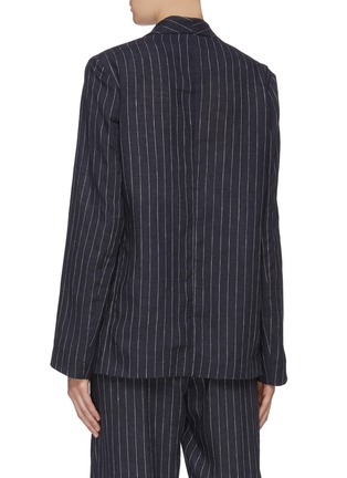 Back View - Click To Enlarge - MIJEONG PARK - Side tie pinstripe linen blazer