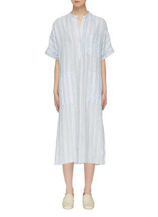 Main View - Click To Enlarge - MIJEONG PARK - Patch pocket stripe linen shirt dress