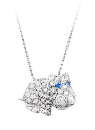Main View - Click To Enlarge - BAO BAO WAN - Blue Hippo' diamond sapphire 18k white gold necklace