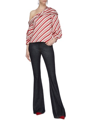 Figure View - Click To Enlarge - HELLESSY - 'Flora' stripe twill folded one-shoulder top