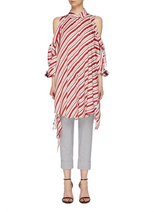 Main View - Click To Enlarge - HELLESSY - 'Tania' cold shoulder stripe twill tunic top
