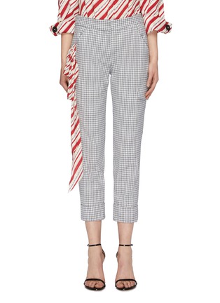 Main View - Click To Enlarge - HELLESSY - 'Beaton' stripe scarf panel gingham check cropped pants
