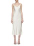 Main View - Click To Enlarge - HELMUT LANG - Raw edge tie back satin slip dress
