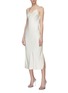 Figure View - Click To Enlarge - HELMUT LANG - Raw edge tie back satin slip dress