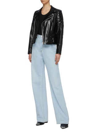 Figure View - Click To Enlarge - HELMUT LANG - Patent leather biker jacket