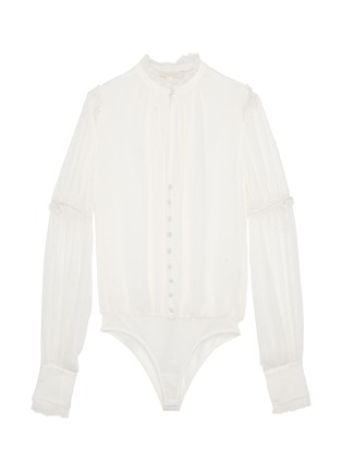 Main View - Click To Enlarge - SIMKHAI - Tie gathered sleeve dot embroidered silk chiffon bodysuit