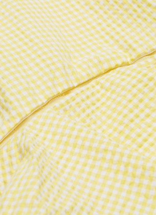 Detail View - Click To Enlarge - SIMKHAI - Ruched sleeve gingham check off-shoulder high-low dress