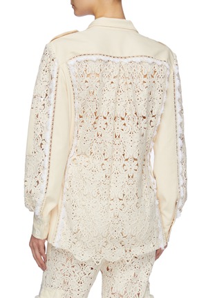 Back View - Click To Enlarge - SIMKHAI - Crochet lace panel twill utility jacket