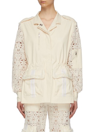 Main View - Click To Enlarge - SIMKHAI - Crochet lace panel twill utility jacket