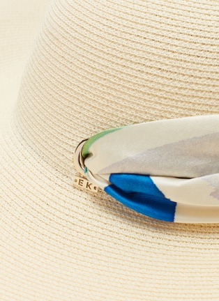 Detail View - Click To Enlarge - EUGENIA KIM - 'Bunny' stripe print scarf straw hat