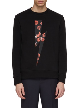 Main View - Click To Enlarge - NEIL BARRETT - Photographic floral thunderbolt print sweatshirt