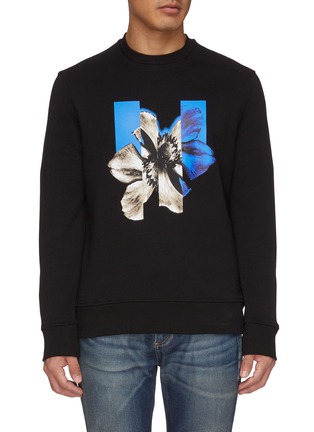 Main View - Click To Enlarge - NEIL BARRETT - Spliced photographic floral print sweatshirt