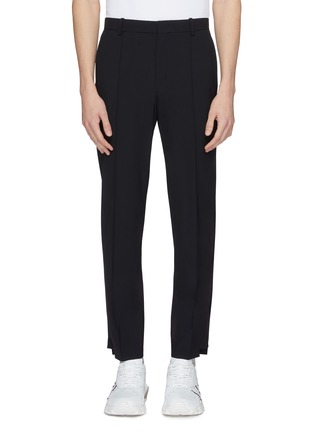 Main View - Click To Enlarge - WOOYOUNGMI - Staggered zip cuff wool blend gabardine pants
