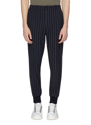 Main View - Click To Enlarge - WOOYOUNGMI - Logo stripe print tapered leg track pants