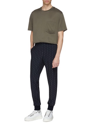 Figure View - Click To Enlarge - WOOYOUNGMI - Logo stripe print tapered leg track pants