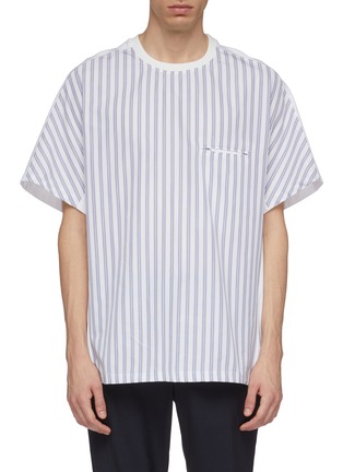 Main View - Click To Enlarge - WOOYOUNGMI - Jetted pocket stripe front boxy T-shirt
