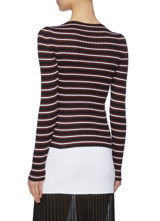 Back View - Click To Enlarge - MRZ - Stripe cotton-silk-cashmere rib knit sweater