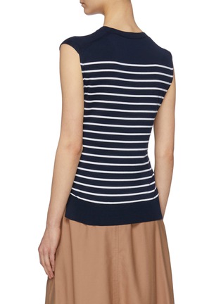 Back View - Click To Enlarge - MRZ - Sleeve tie Breton stripe cotton-silk-cashmere sleeveless sweater