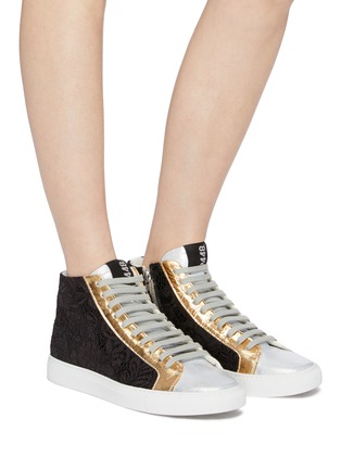 Figure View - Click To Enlarge - P448 - 'E9 Star 2.0' panelled leather high top sneakers