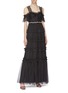 Figure View - Click To Enlarge - NEEDLE & THREAD - 'Helena' embellished waist tiered off-shoulder tulle gown