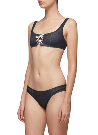 Figure View - Click To Enlarge - SOLID & STRIPED - 'The Isabella' lace-up denim bikini top
