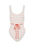 Main View - Click To Enlarge - SOLID & STRIPED - 'The Anne-Marie' tie waist stripe one-piece swimsuit