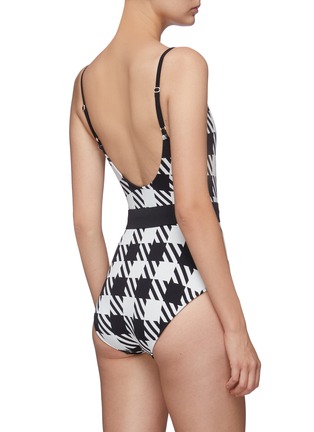 Back View - Click To Enlarge - SOLID & STRIPED - 'The Nina' belted stripe gingham check one-piece swimsuit