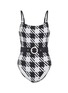 Main View - Click To Enlarge - SOLID & STRIPED - 'The Nina' belted stripe gingham check one-piece swimsuit