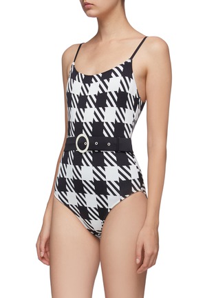 Figure View - Click To Enlarge - SOLID & STRIPED - 'The Nina' belted stripe gingham check one-piece swimsuit