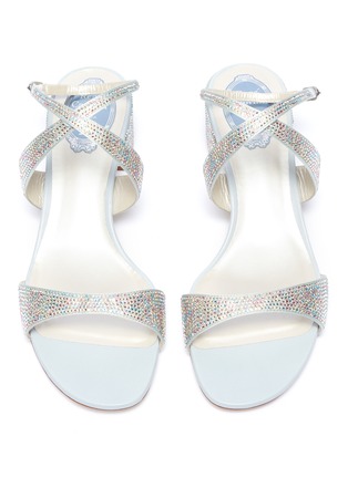 Detail View - Click To Enlarge - RENÉ CAOVILLA - Strass cross strap satin sandals