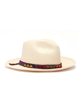 Figure View - Click To Enlarge - SENSI STUDIO - Simiatug embroidered trim toquilla palm straw fedora hat