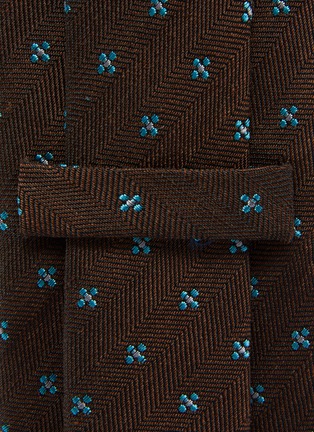 Detail View - Click To Enlarge - STEFANOBIGI MILANO - 'Taro' floral embroidered linen-silk herringbone tie