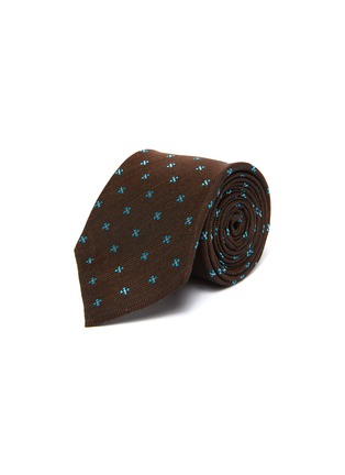 Main View - Click To Enlarge - STEFANOBIGI MILANO - 'Taro' floral embroidered linen-silk herringbone tie
