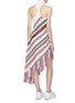 Back View - Click To Enlarge - ANGEL CHEN - Patchwork fringe asymmetric high neck sleeveless dress