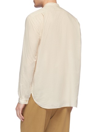 Back View - Click To Enlarge - CAMOSHITA - Mandarin collar grid print cotton-cupro shirt