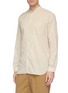 Front View - Click To Enlarge - CAMOSHITA - Mandarin collar grid print cotton-cupro shirt