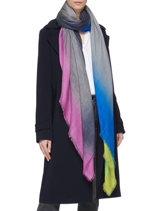 Figure View - Click To Enlarge - FRANCO FERRARI - Dégradé cashmere-silk scarf