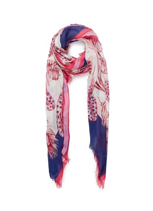 Main View - Click To Enlarge - FRANCO FERRARI - Contrast border feather print scarf