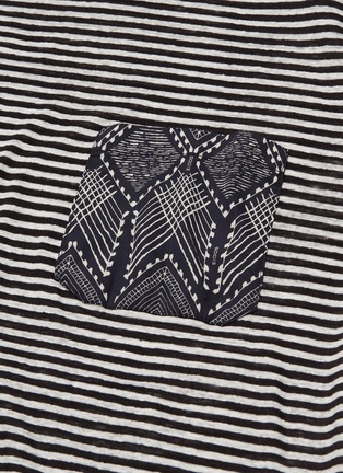  - EIDOS - Graphic print chest pocket stripe linen T-shirt