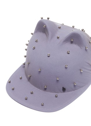 Detail View - Click To Enlarge - MAISON MICHEL - 'Jamie' faux pearl tulle overlay cat ear furfelt cap