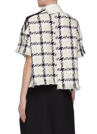 Back View - Click To Enlarge - MONSE - Staggered hem check tweed top