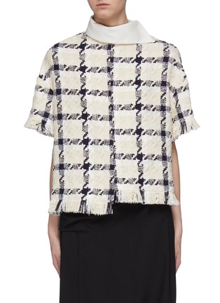 Main View - Click To Enlarge - MONSE - Staggered hem check tweed top