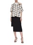 Figure View - Click To Enlarge - MONSE - Staggered hem check tweed top