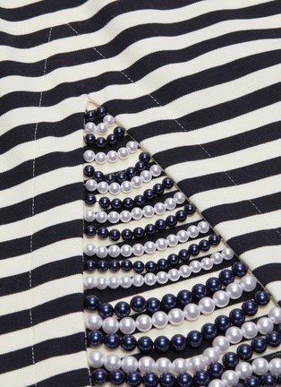  - MONSE - Faux pearl panel stripe T-shirt